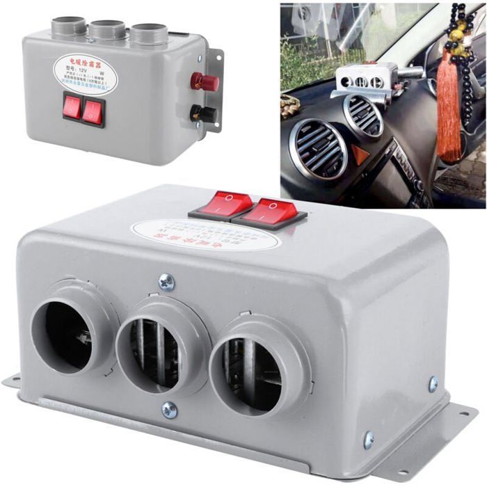 Chauffage de voiture, 12V voiture chauffage refroidissement chauffage compact 3 trous 600W-800W dégivreur antibuée réchauffeur