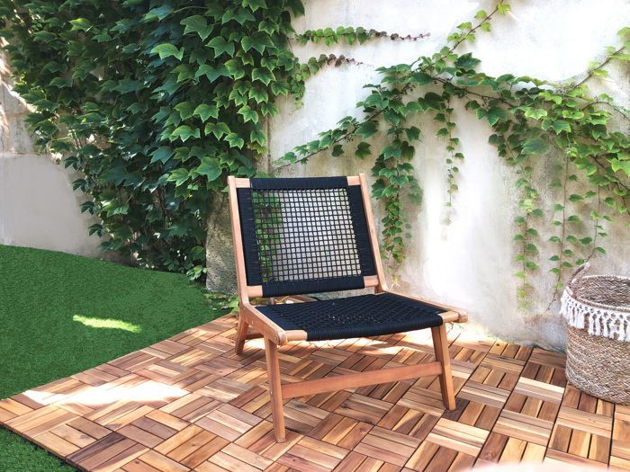 Juego de 10 baldosas de madera de acacia, 100% certificadas FSC, 30 x 30 cm, estilo mosaico.