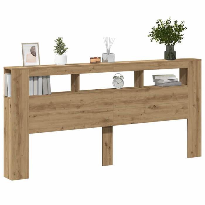 Cabecero LED - vidaXL - Roble artesanal - 220x18,5x103,5 cm - LED RGB - Madera de ingeniería - Conector USB