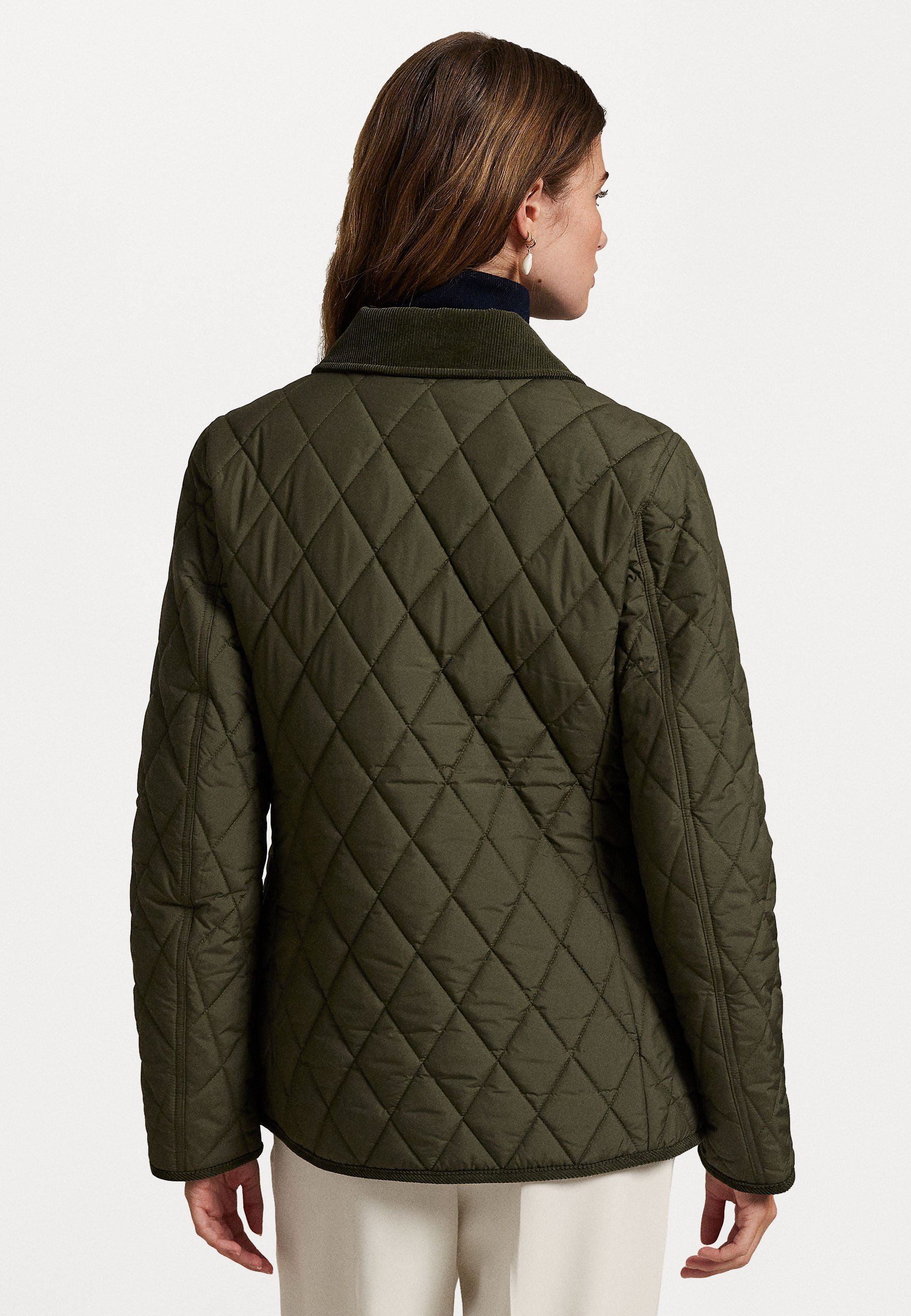 Giacca leggera Polo Ralph Lauren con finiture in velluto a coste e trapuntatura - verde ranger
