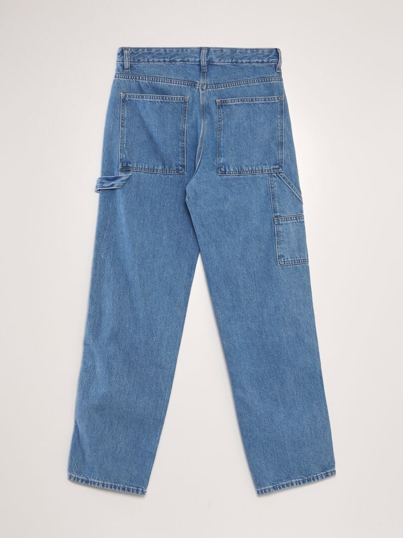 Calça jeans de carpinteiro com modelagem relaxada - AZUL