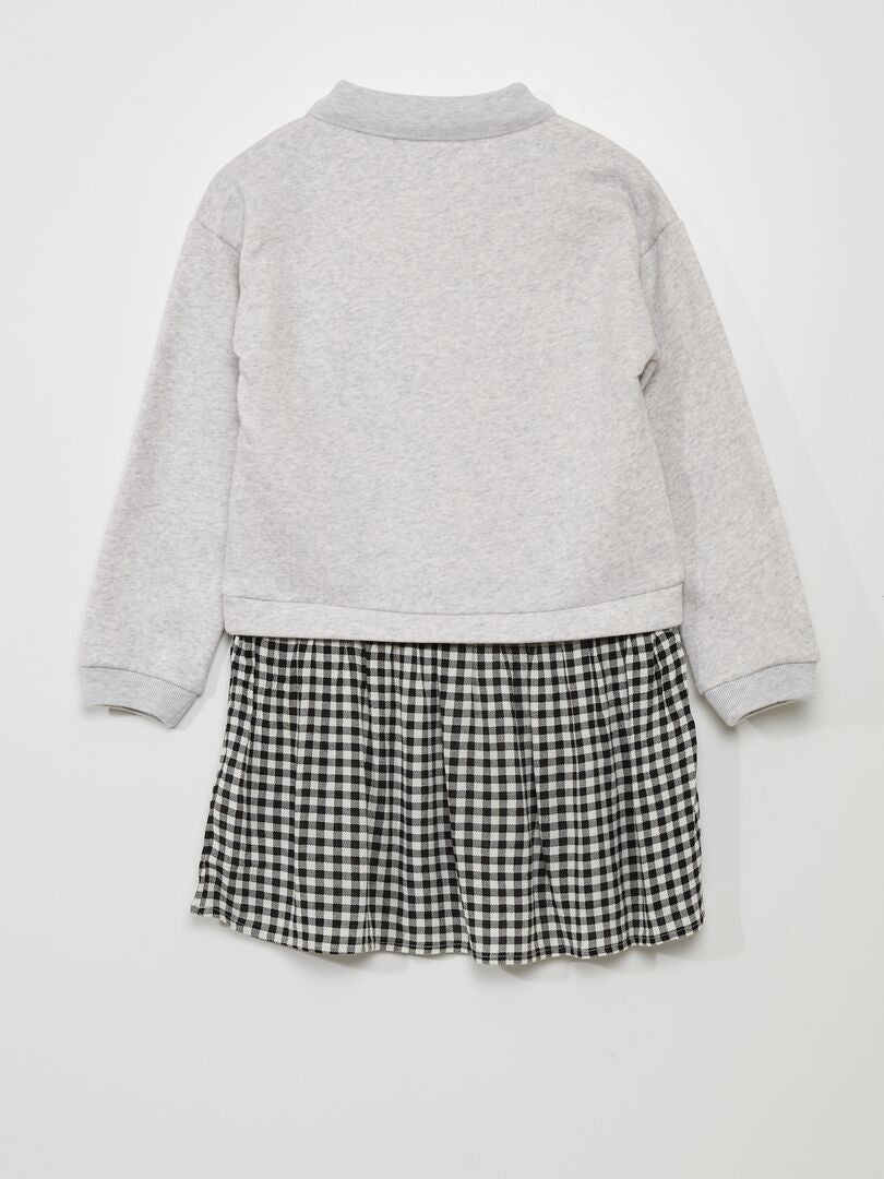 2-in-1 bedrukte sweatshirtjurk - GRIJS