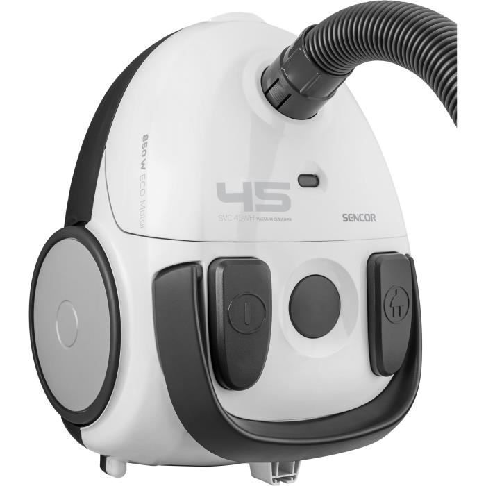 Aspirapolvere a cilindro con sacchetto - SENCOR - SVC 45WH-EUE3 - Motore ECO 850 W - 79 dBA - 1,5 L - Bianco