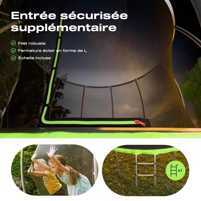 Cama elástica redonda Hop-Sport de 366 cm para uso externo, ideal para crianças. Kit completo para jardim, rede de segurança, suporta até 150 kg e possui certificação TÜV/GS.