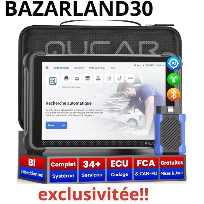 Strumento di diagnostica per auto - BAZARLAND30 - 892BT - OBD2 bidirezionale - Codifica centralina - Oltre 34 reset