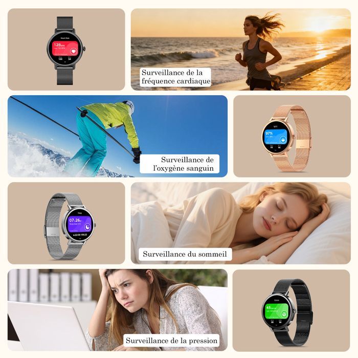 Smartwatch für Damen mit Bluetooth-Anruffunktion, 1,26-Zoll-HD-Display, Gesundheitsfunktionen für Frauen, über 100 Sportarten, Herzfrequenz-/SpO2-/Schlafüberwachung, Kalorienzähler, Geschenkidee für Frauen