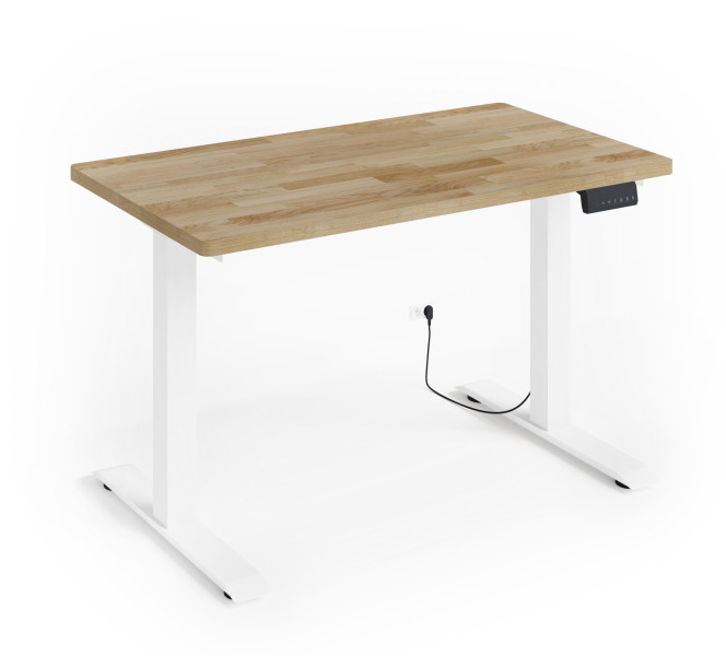 Biurko elektryczne BIM NATURAL DESK fornir 2S 120x65 biały/dąb