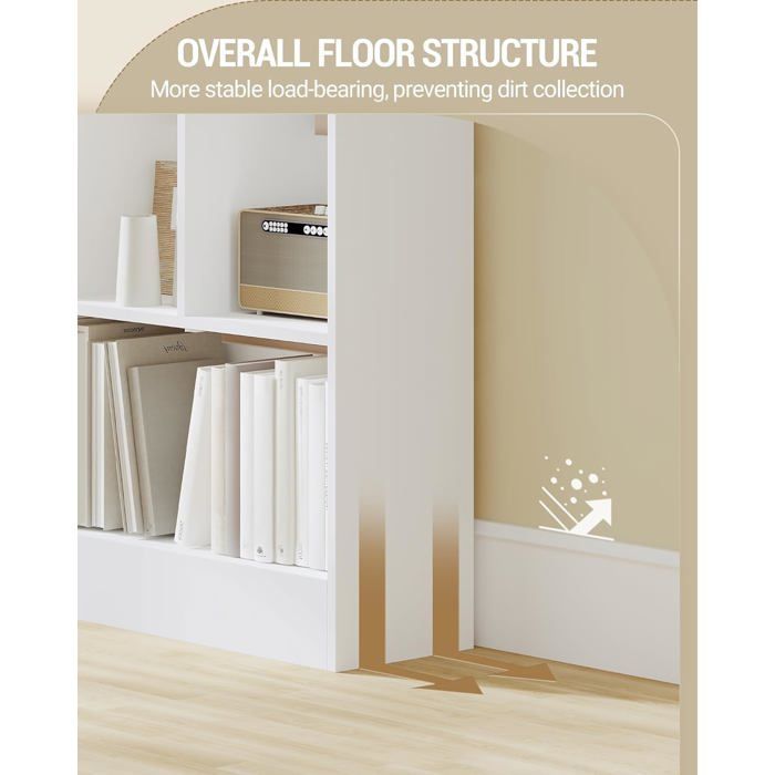 Estantería de 6 niveles, mueble para libros, separador de ambientes, para salón, dormitorio u oficina, 24 x 80 x 170 cm, blanca.