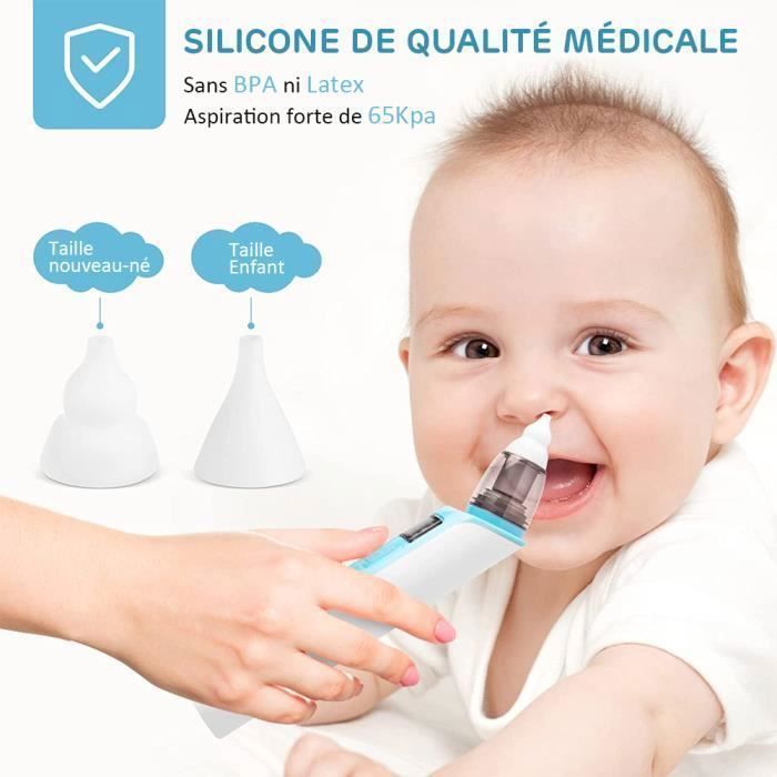 Elektrischer Nasensauger für Babys, 6 Geschwindigkeitsstufen, sanfte und hygienische Nasenabsaugung für Kinder und Säuglinge, Silikon, Blau