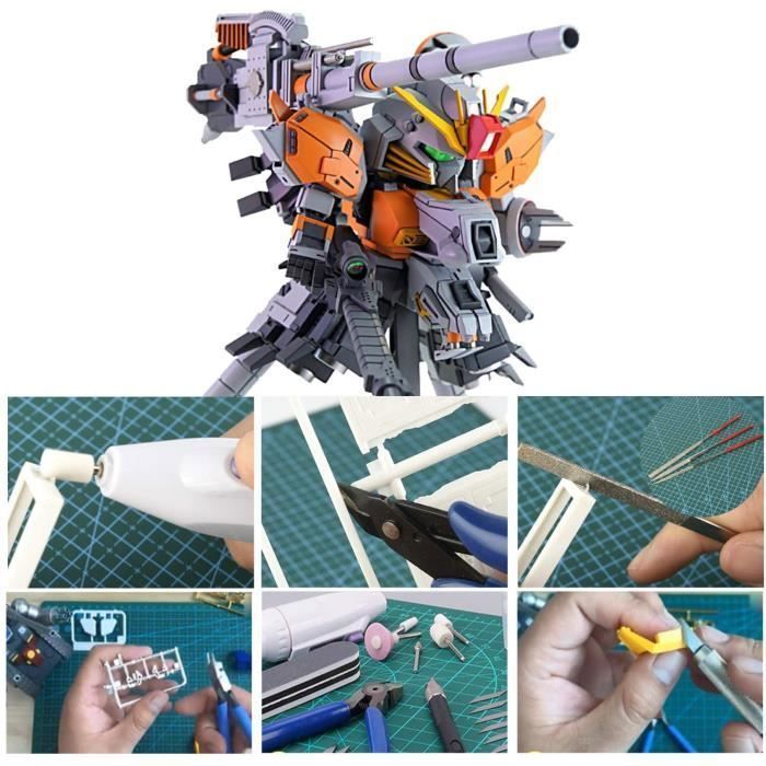 Kit de ferramentas para modelismo Gundam com 64 peças, ferramentas para montagem e reparo de modelos, kit de acessórios para modelismo