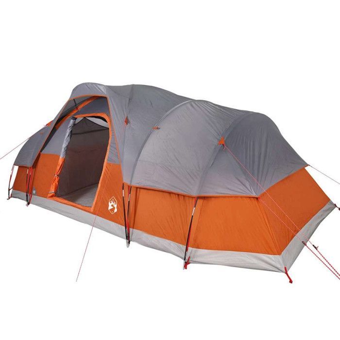 vidaXL 11-Person Dome Tent, Grey and Orange, Waterproof, Tent, Garden Tent, Outdoor Shelter, Camping Tent, 94568
