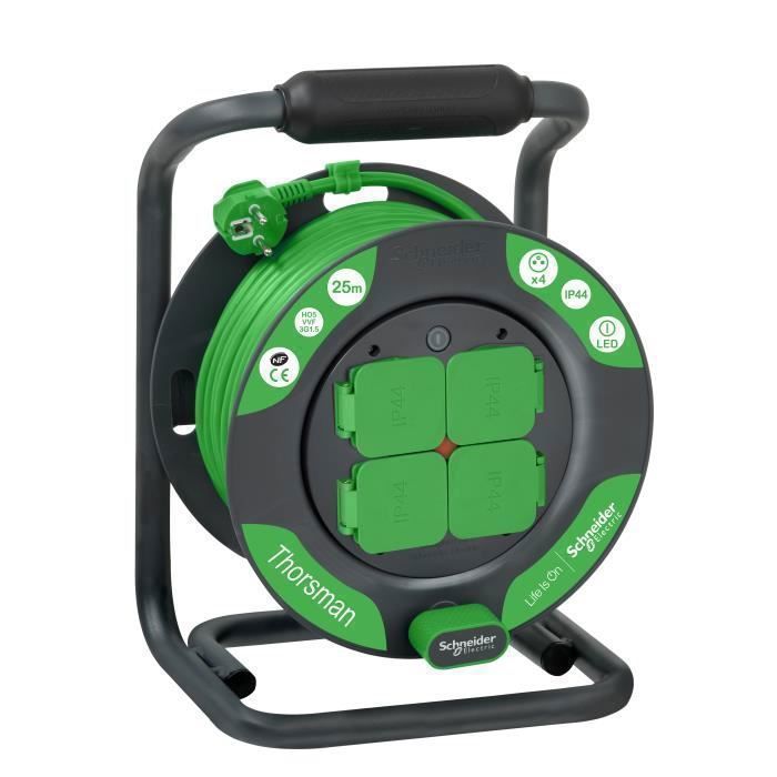 DIY cable reel HO5VVF 3G1.5 4 sockets - 25 meters