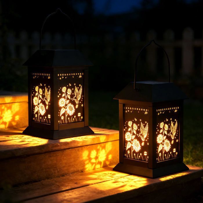 Lot 2 Lanternes Solaires Extérieur – Lumière LED Bougie Vacillante Étanche Jardin – Décoration Suspendue