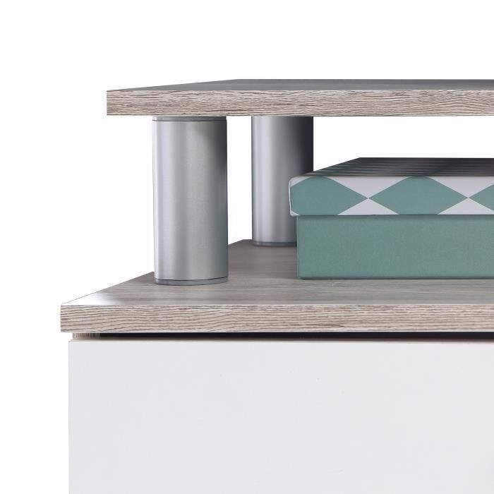 GULADA Ensemble meuble télé - buffet 170cm - table à manger 160cm - Contemporain - Blanc et décor chêne