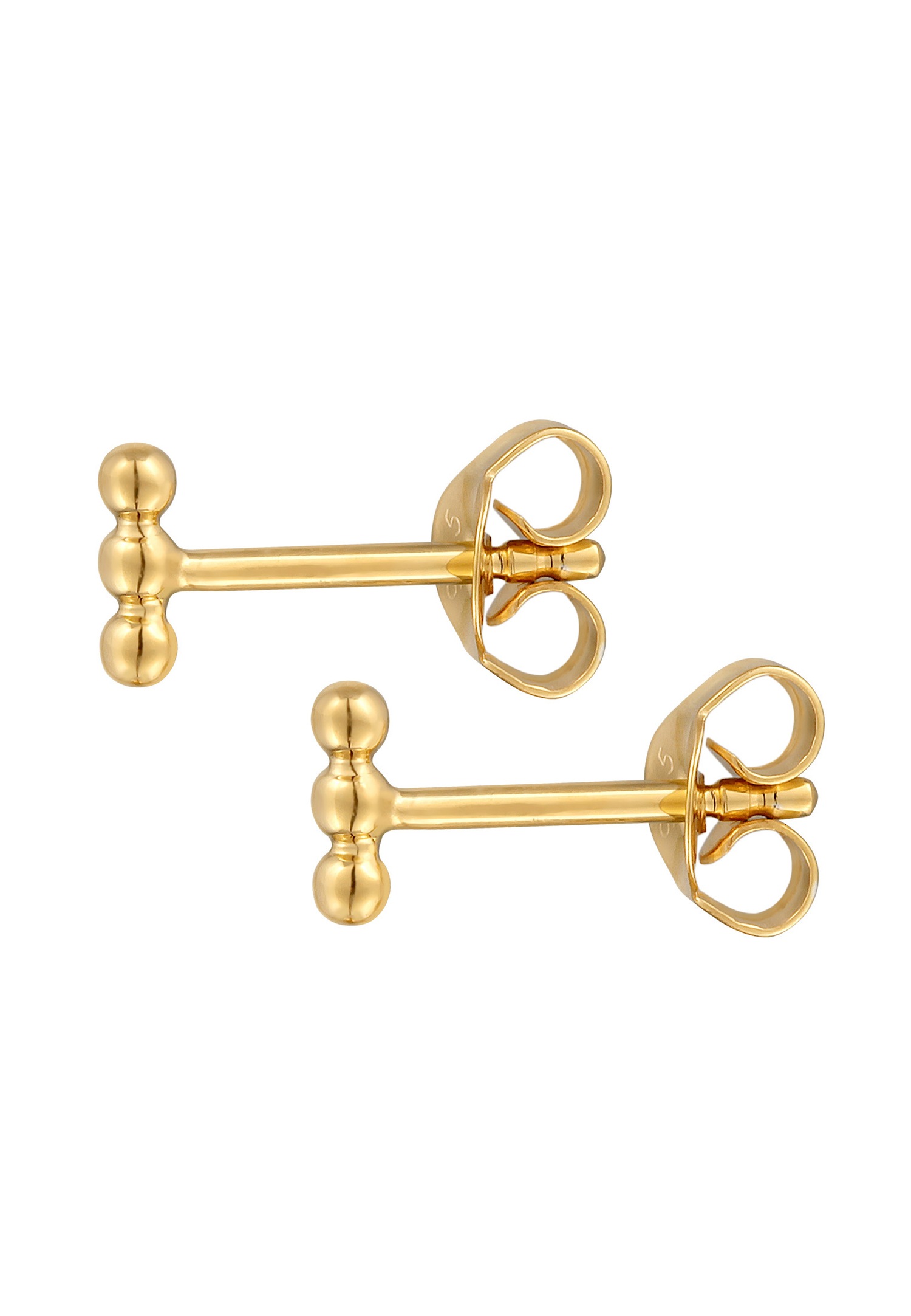 Elli Femmes clous d'oreilles boule design basique en argent sterling 925 plaqué or