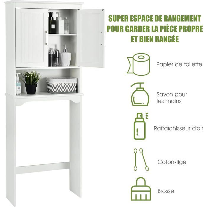 COSTWAY Toilet Cabinet with 3 Shelves for Bathroom Storage, Modern White, 63 x 23 x 168 CM