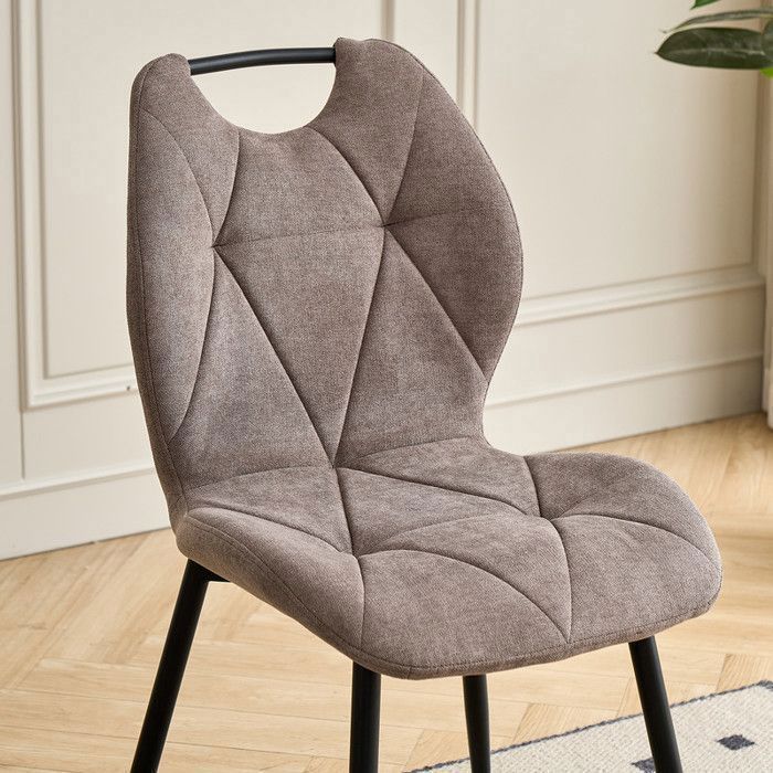 Set van 4 stoelen - DOWISDOLY - Eetkamerstoel met handgrepen - Vintage - Metalen poten - Bruin