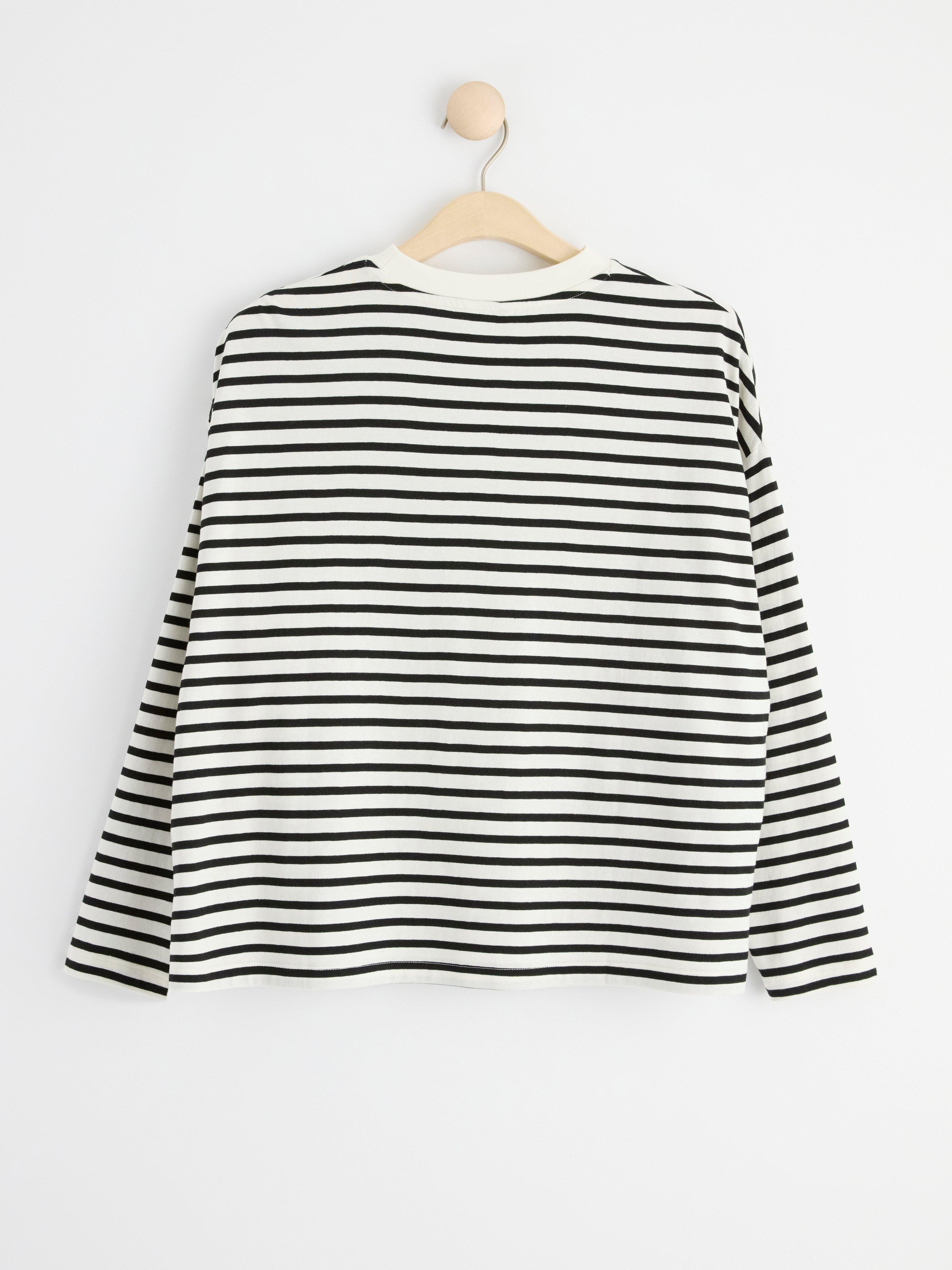 Top de manga larga a rayas MOM, color blanco claro