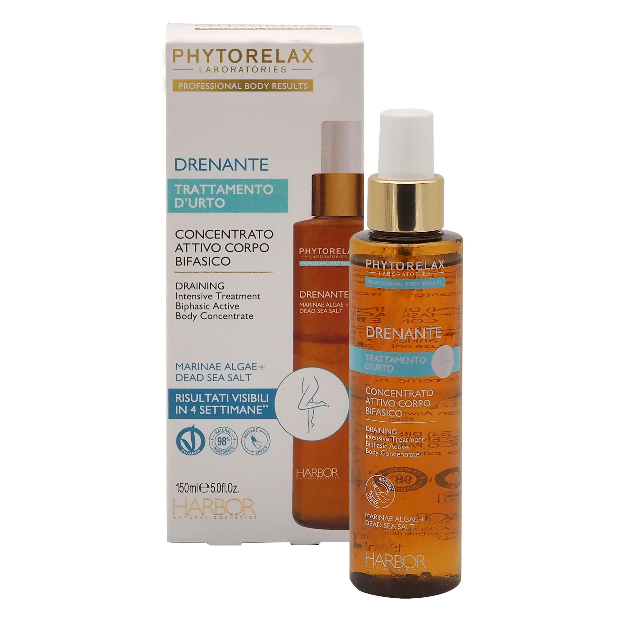 Professional Body Results DRENANTE TRATTAMENTO D'URTO CONCENTRATO ATTIVO CORPO BIFASICO - Olio corpo rassodante, Olio corpo tonificante