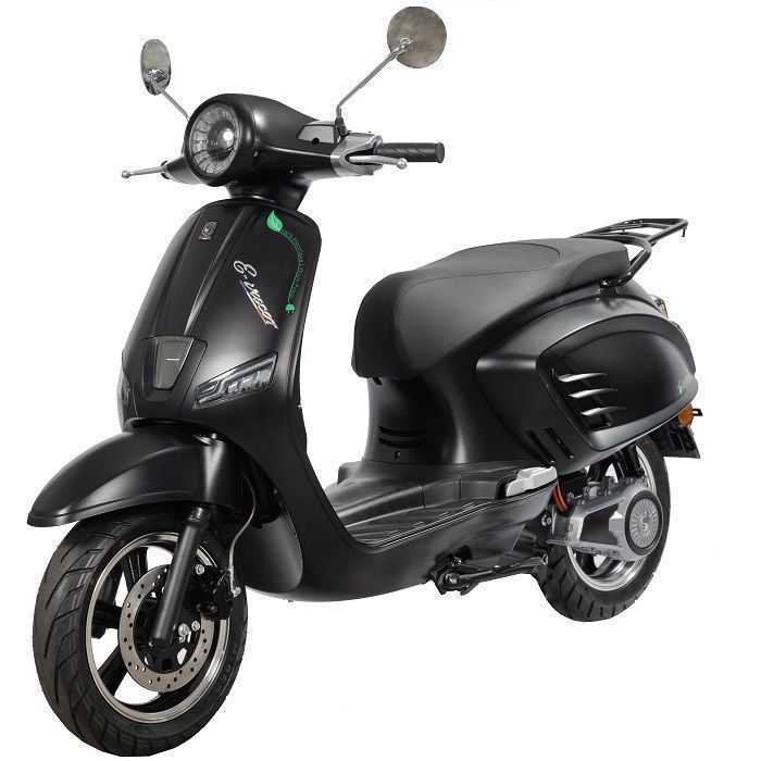 EUROCKA | Viscot Black elektrische scooter 125cc met verwijderbare 72V50Ah lithiumbatterij en een actieradius van 120 km