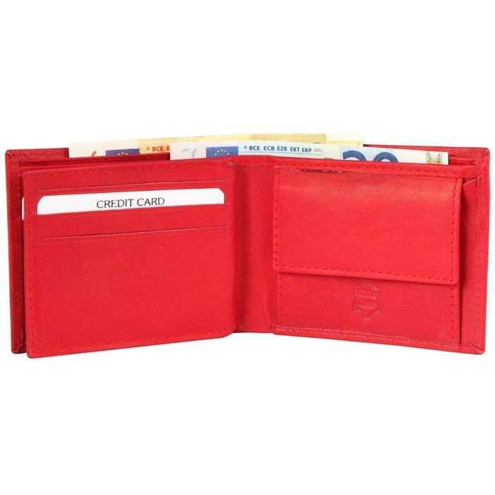 Wallet - EXCELLANC - Wissam - Cowhide leather - Horizontal format - Red