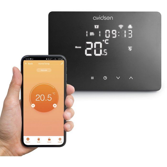 Smart thermostat - AVIDSEN - HomeTemp - Wired/Wi-Fi - Weekly and daily programming - Black