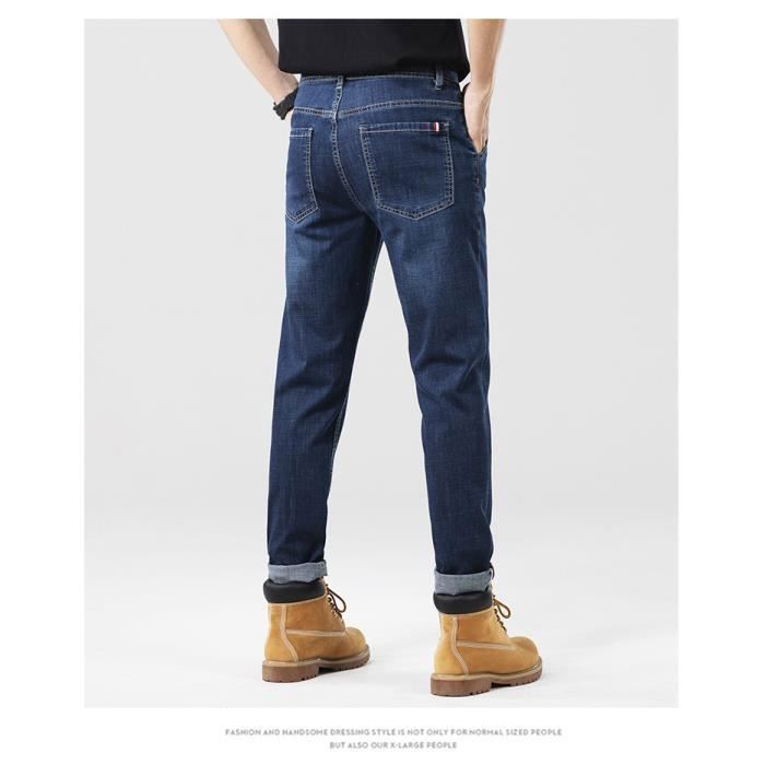 Pantalones vaqueros ajustados de talla grande para hombre - INSFITY - Corte recto - Poca elasticidad - Azul