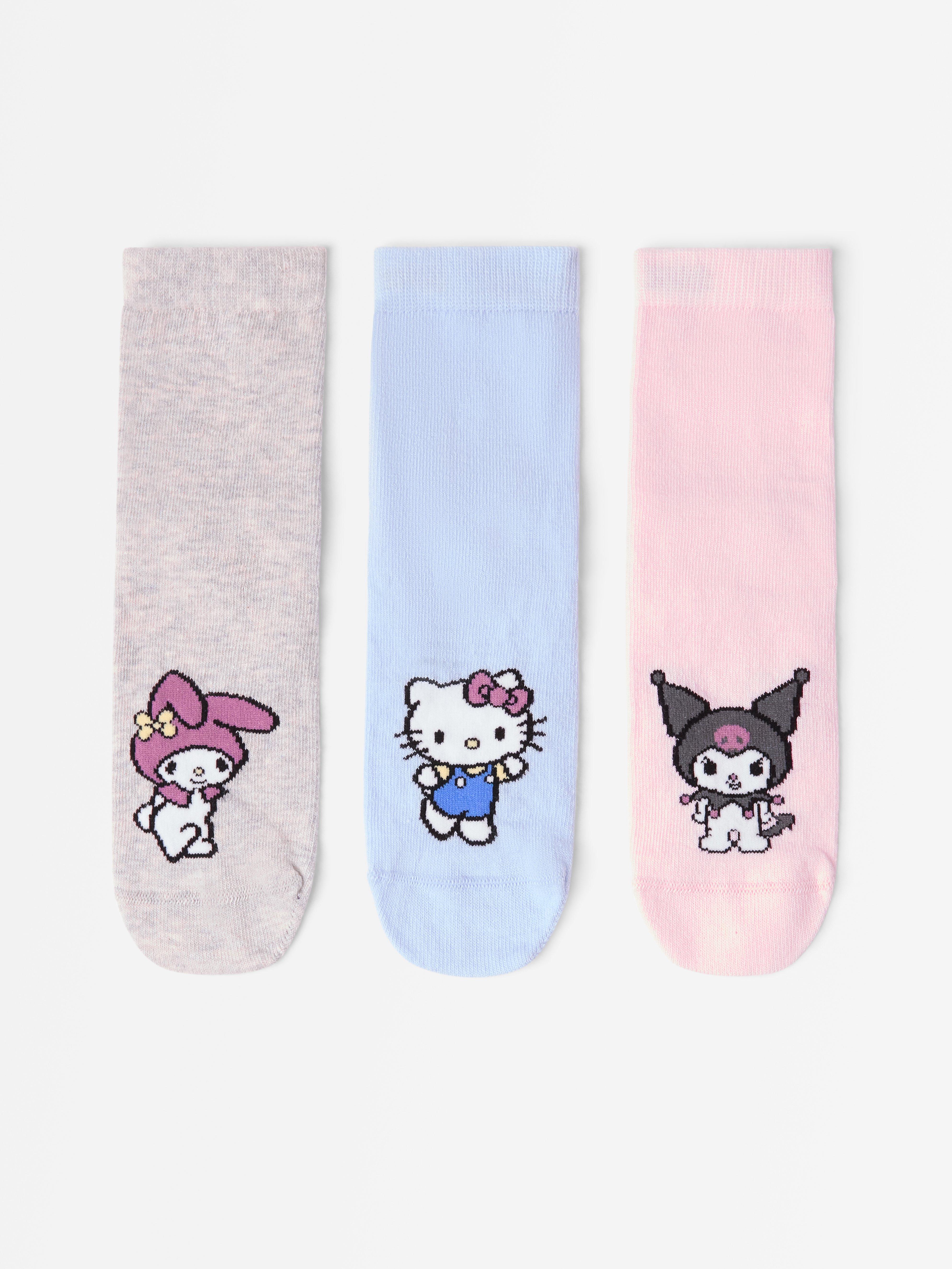 3-pakning Hello Kitty sokker lyseblå