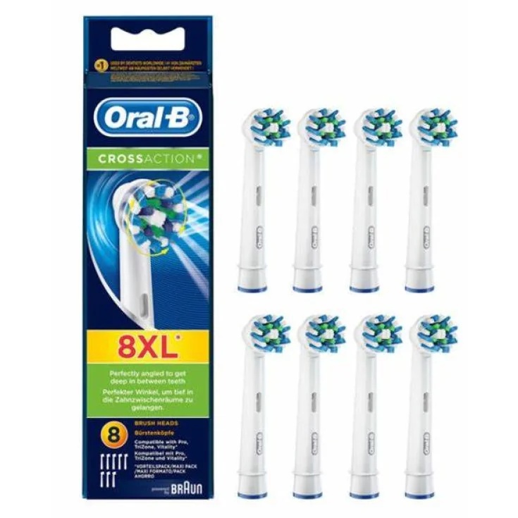 ORAL-B Oralb Power Cross Act vervangende tandenborstelset (8 stuks) verwijdert effectief tandplak.
