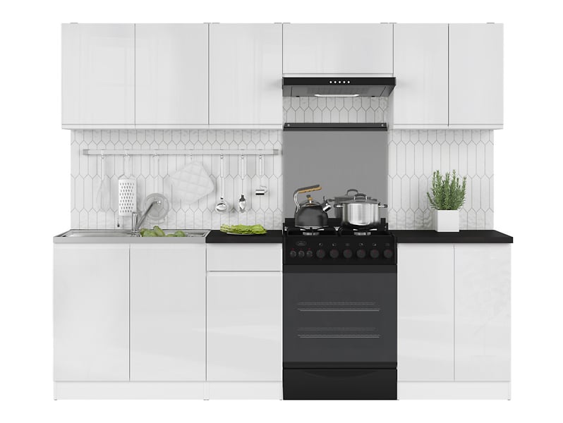 Komplet kuchenny Junona Line 240 cm biały połysk bez blatu
