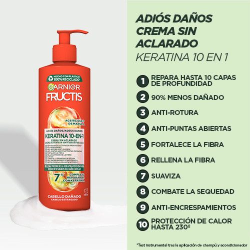 Fructis 10-v-1 krema brez izpiranja Goodbye Damage z oljem marule za poškodovane lase Olja in tretmaji za lase