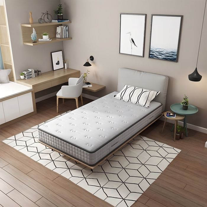Colchón de lujo de espuma viscoelástica de 90x200 cm, 22 cm de grosor, espuma de alta resiliencia DEWINNER® + IZTOSS®, confort equilibrado.