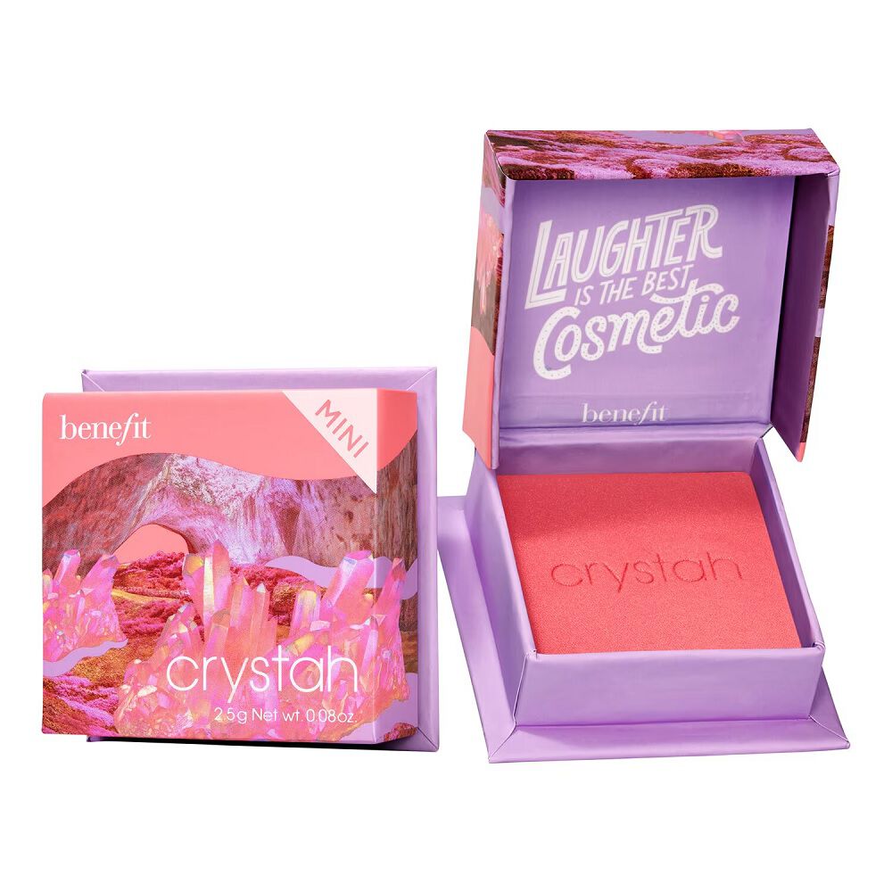 Colorete Benefit Crystah tamaño viaje, colorete rosa fresa en miniatura