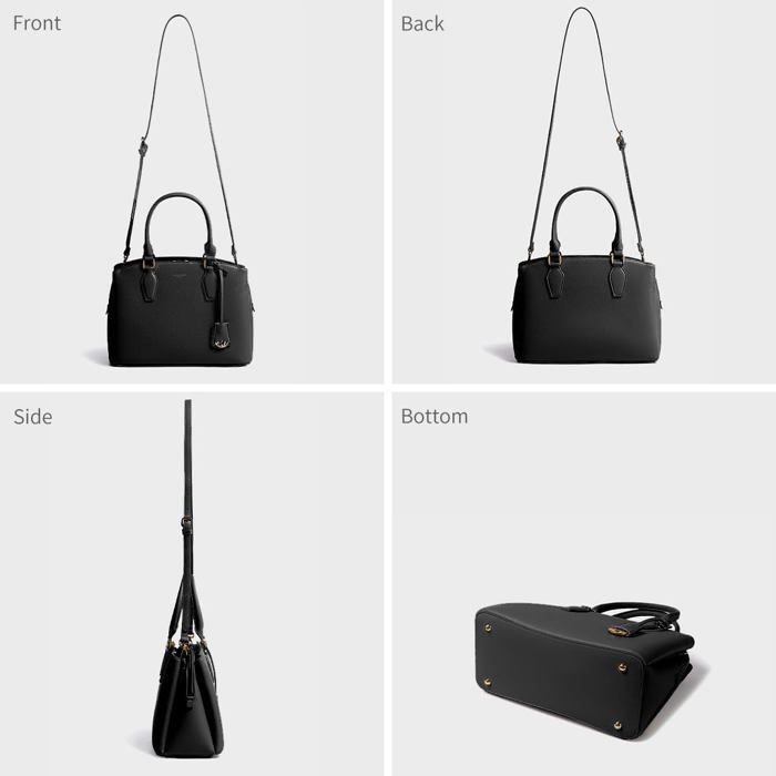 David Jones - Elegante bolso de mano de piel sintética para mujer - Negro