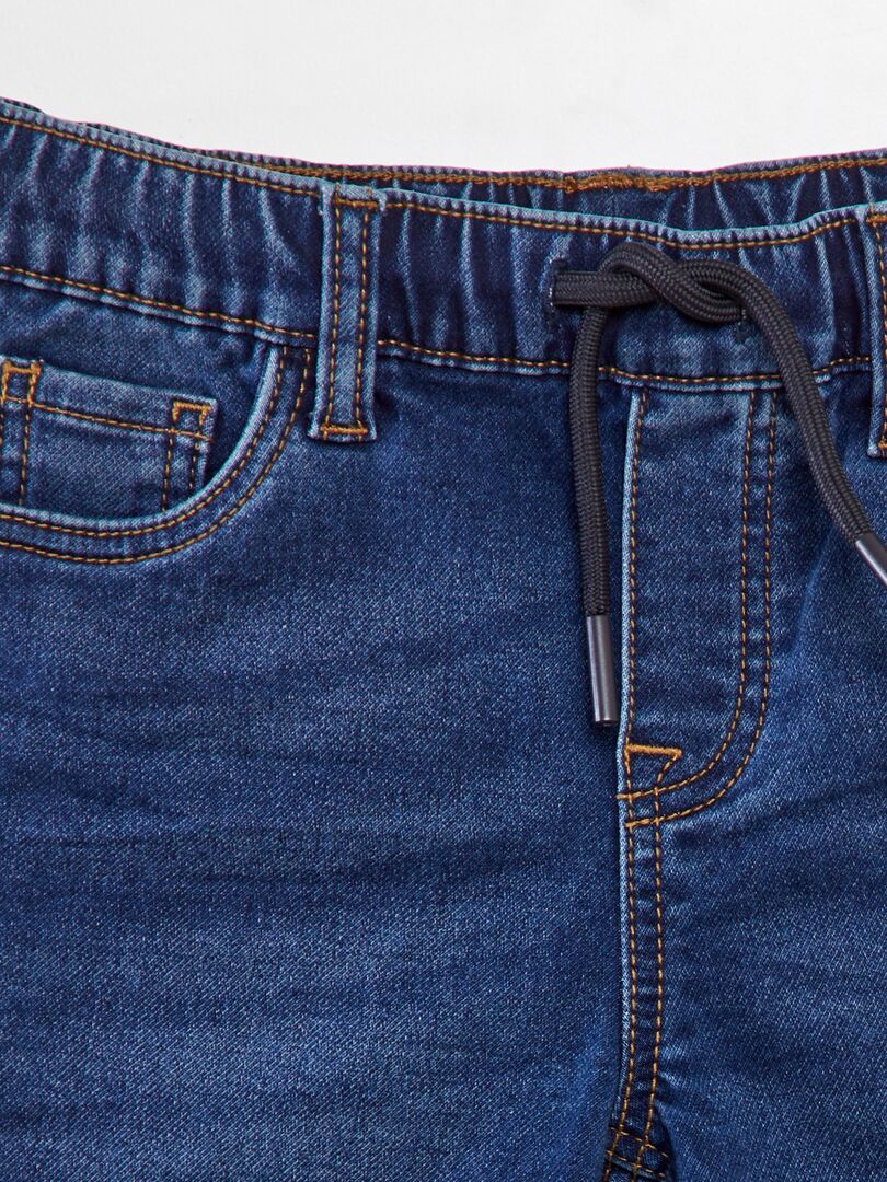 Jeans met elastische tailleband en trekkoord - BLAUW