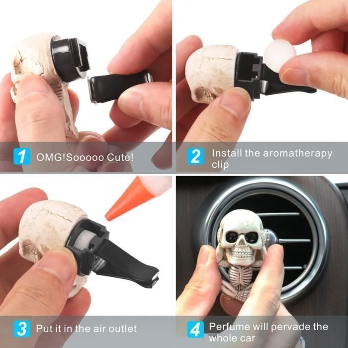 Ambientador perfumado para coche, accesorio para el interior, decoración de esqueleto de Halloween, 3 unidades, ambientador para coche
