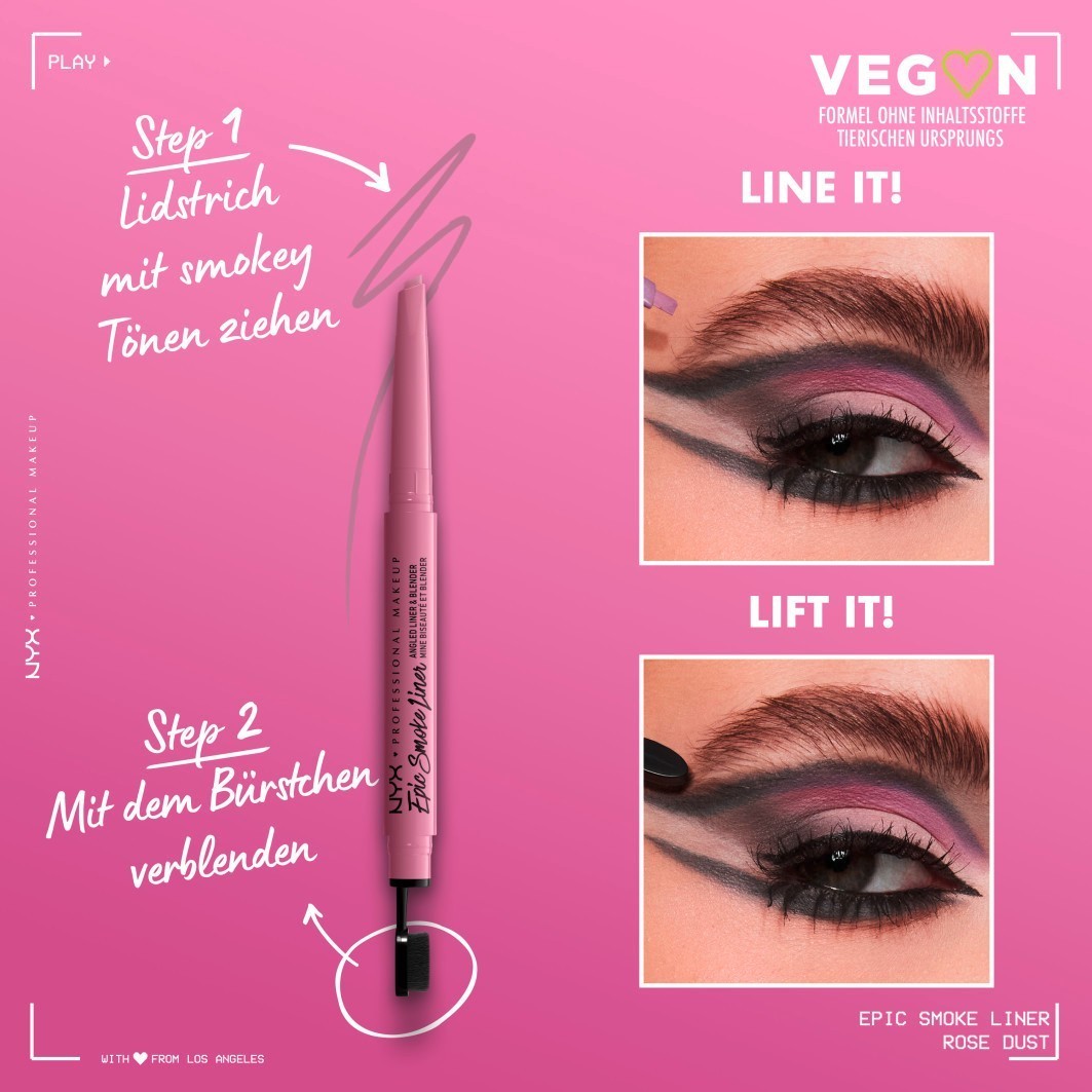 NYX Professional Makeup Eyeliner Epic Smoke Liner, kampuotas akių kontūro pieštukas ir blenderis – 0,2 g