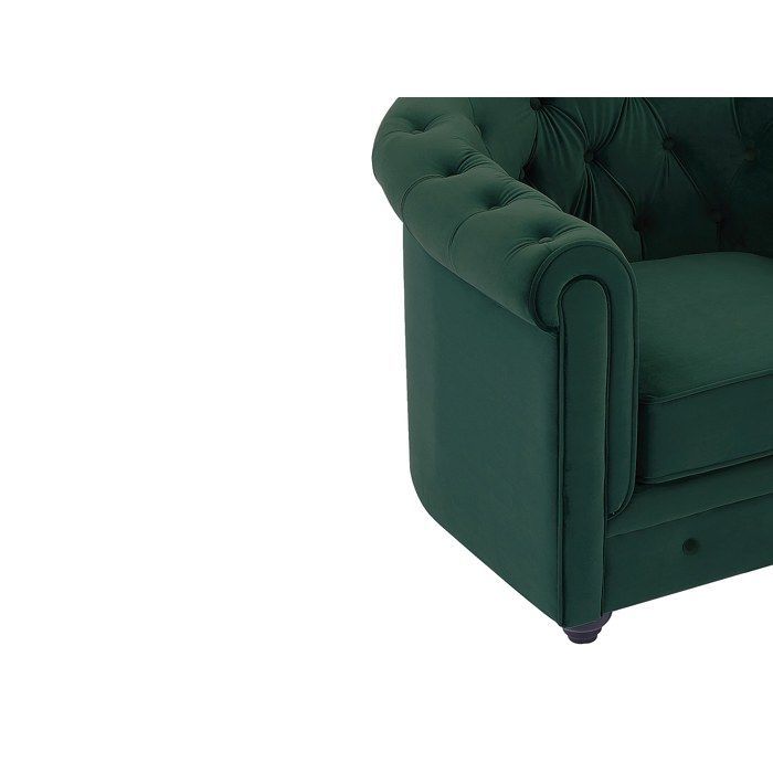 Sofá de 3 plazas, sofá de 2 plazas y sillón en terciopelo verde CHESTERFIELD