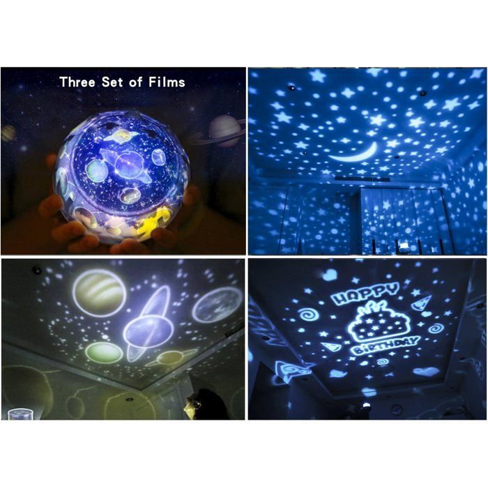 Veilleuse Etoile Projection Enfant Lampe, Romantique Nuit Étoilée Univers Projecteur Lumière Lampe