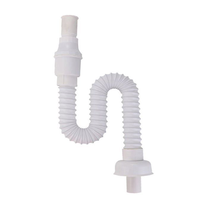 Water drain pipe, sink siphon plus 4 hose clamps. Suitable for sinks, dishwashers, and washbasins.