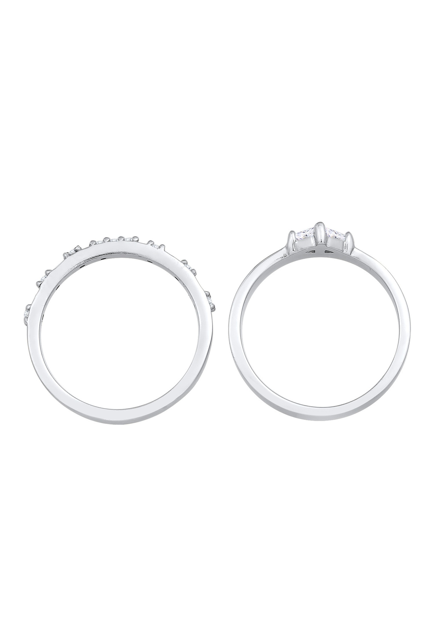 Elli Femmes Ensemble Solitaire Fiançailles avec Cristaux de Zirconium en Argent Sterling 925