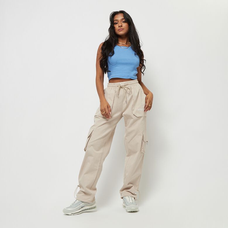 Calça cargo de perna reta com vários bolsos