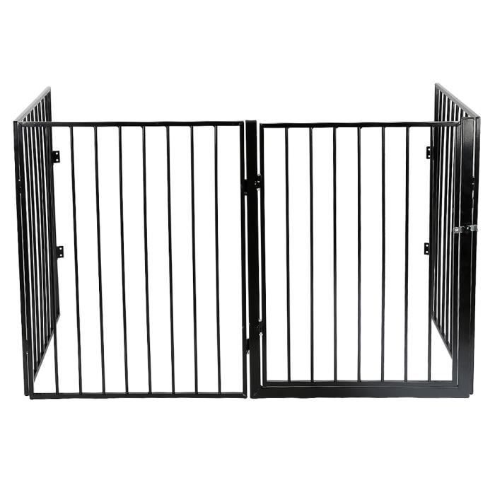 Barrière de Sécurité Enfant - KELUODAE - 4 pans Noir - 240cm - Métal