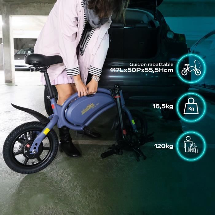Bicicletta elettrica senza pedali - URBANGLIDE - BIKE 140 BLUE - 36V - 350W - pneumatici da 14