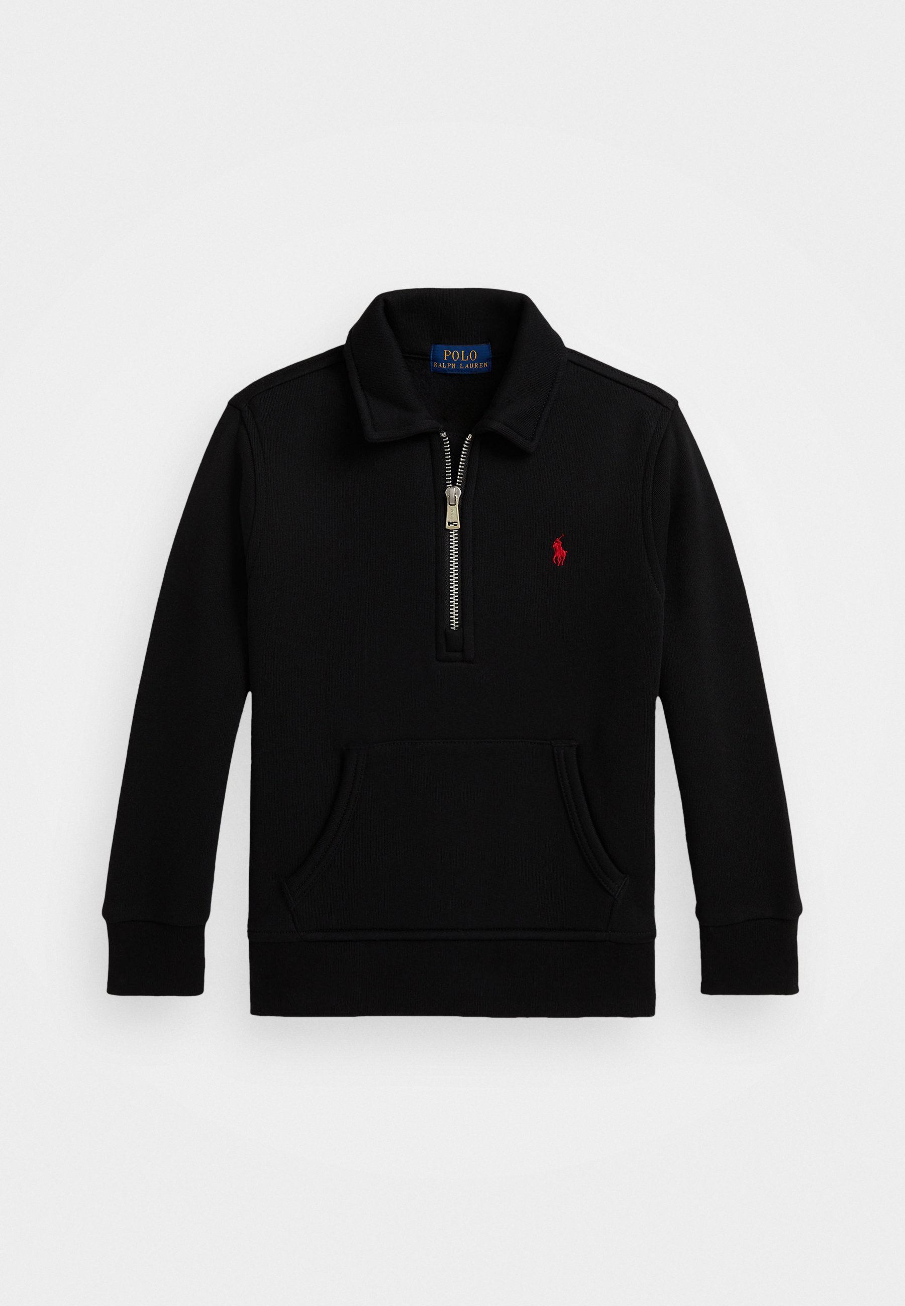 Polo Ralph Lauren fleece trui met kwartrits - Sweatshirt - zwart