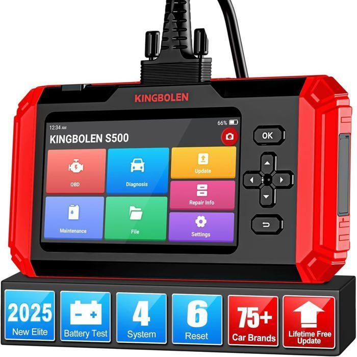 Herramienta de diagnóstico automotriz KINGBOLEN S500 para motor/ABS/SRS/caja de cambios, herramienta de diagnóstico OBD2 para 4 sistemas.
