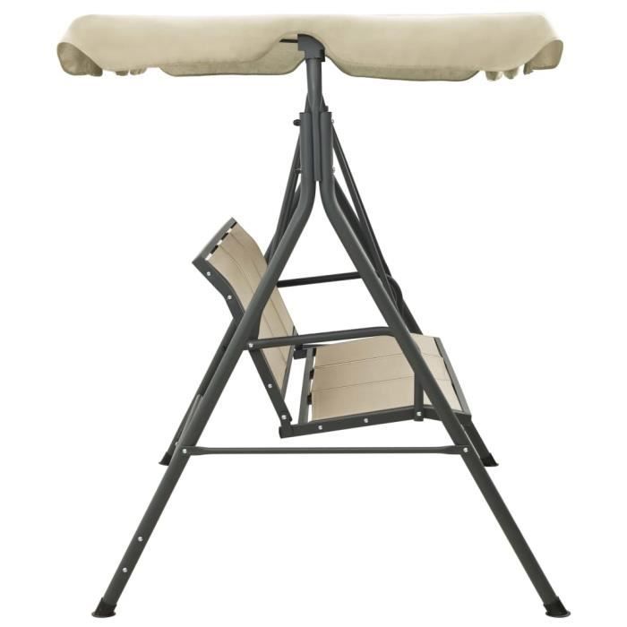 Tuinschommel - vidaXL - Antraciet en zand - Staal - 3 personen - Polyester luifel