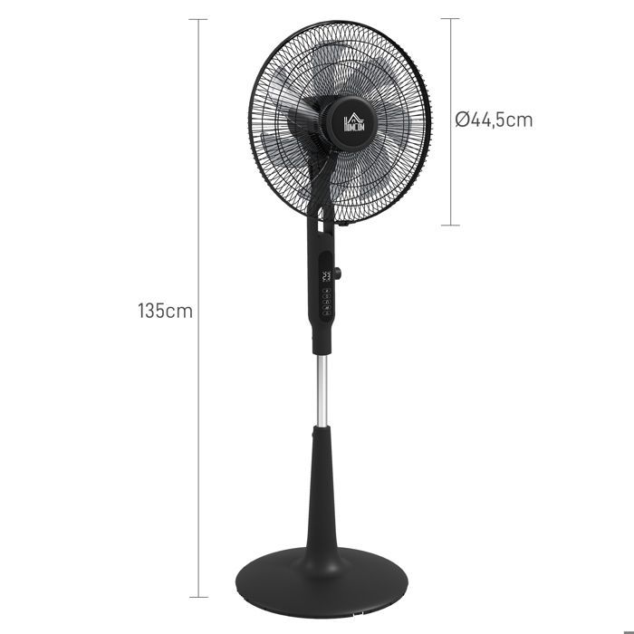 Ventilador de pedestal HOMCOM Ø 42cm 40W 3 modos 28 velocidades, función antimosquitos, altura ajustable, oscilación de 75°, negro