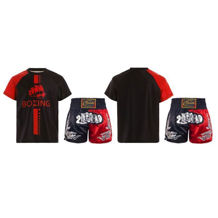 zdhoor Boys' Boxing Shorts - with T-Shirt - Kickboxing Shorts - Combat Sports Shorts - Muay Thai MMA Shorts - Ages 5-16