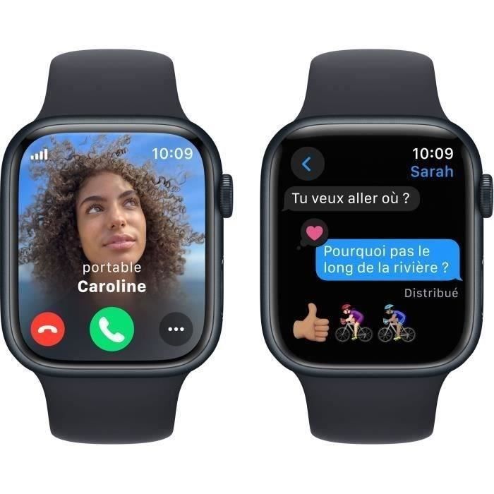 Apple Watch Series 9 GPS - 45 mm - Caja de aluminio Midnight - Correa deportiva Midnight - Talla S/M - Reacondicionado - Muy buen estado